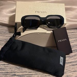 Crystal blue with blue lenses Prada rectangular sunglasses